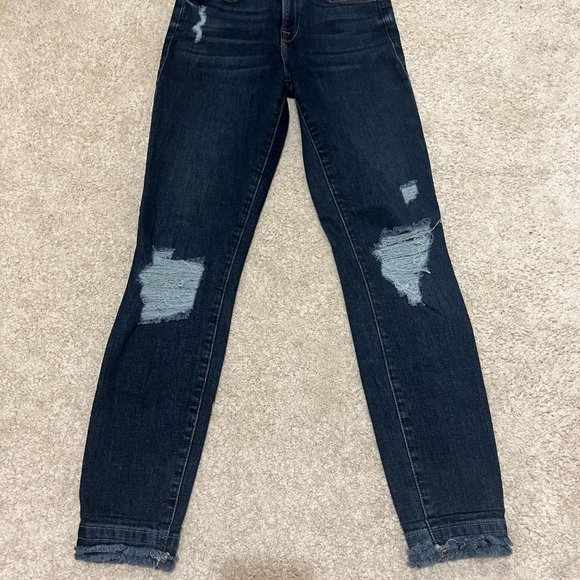Frame Denim Jeans Size 25 Le High Skinny Montclair Distressed Hi Rise Dark Wash - Picture 4 of 11